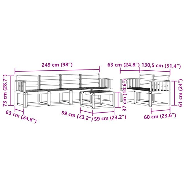 Комплект дивани за открито 7 pcs Бяло 59 x 59 x 37 см