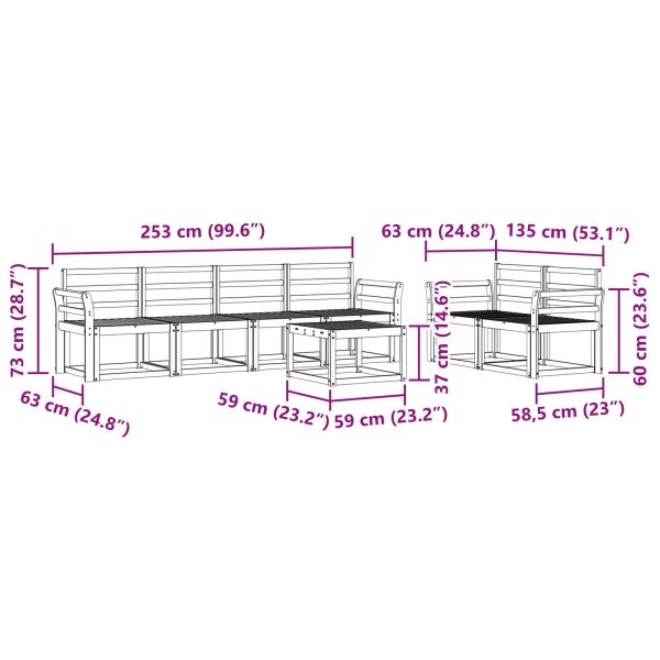 Комплект дивани за открито 7 pcs Бяло 59 x 59 x 37 см