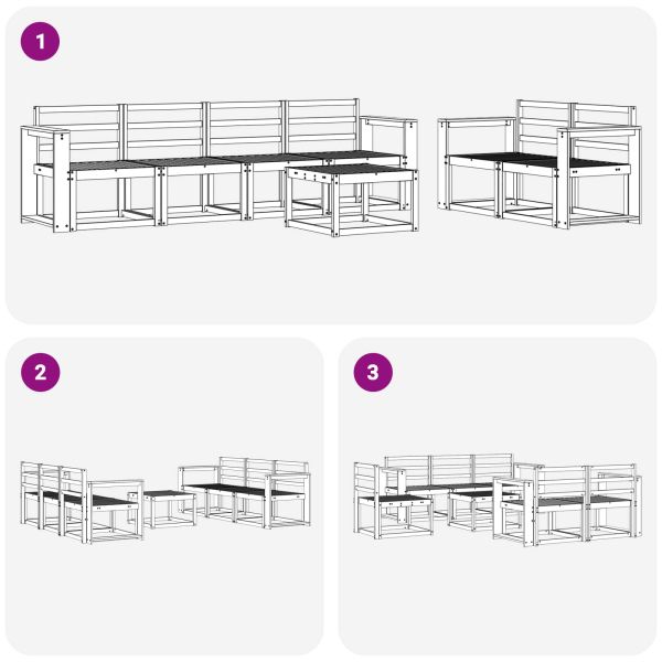 Комплект дивани за открито 7 pcs Бяло 59 x 59 x 37 см