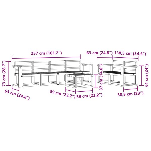 Комплект дивани за открито 7 pcs Бяло 59 x 59 x 37 см