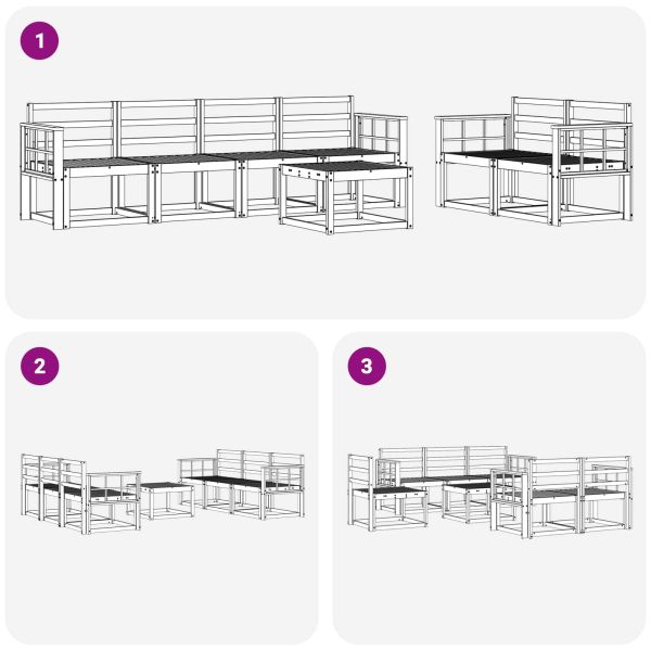 Комплект дивани за открито 7 pcs Бяло 59 x 59 x 37 см