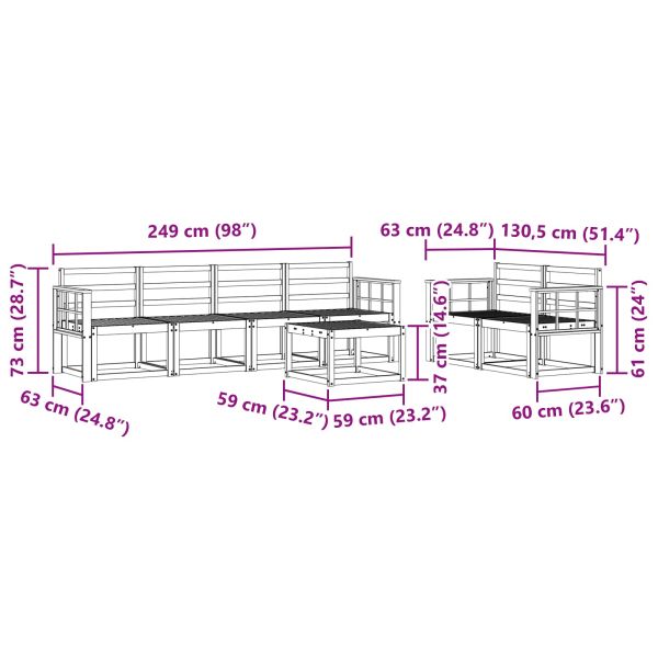 Комплект дивани за открито 7 pcs Бяло 59 x 59 x 37 см