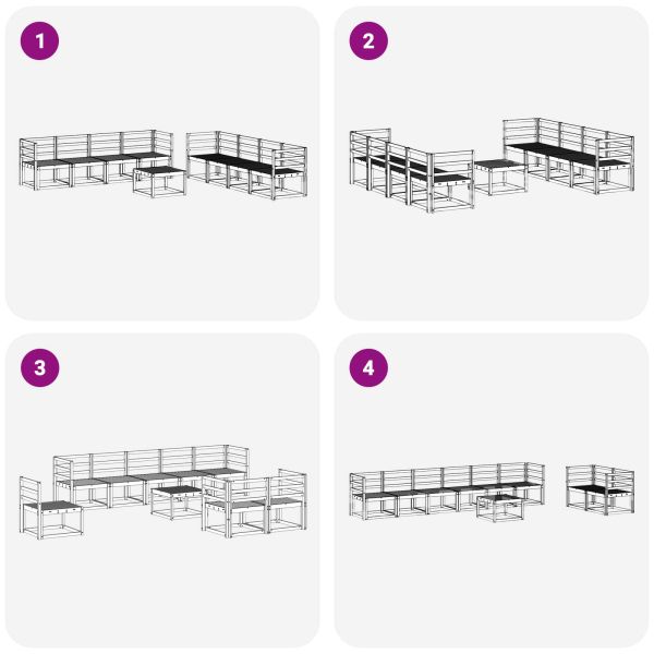Комплект дивани за открито 9 pcs Бяло 59 x 59 x 37 см
