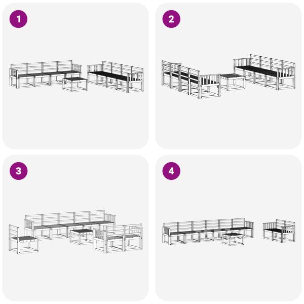 Комплект дивани за открито 9 pcs Бяло 59 x 59 x 37 см