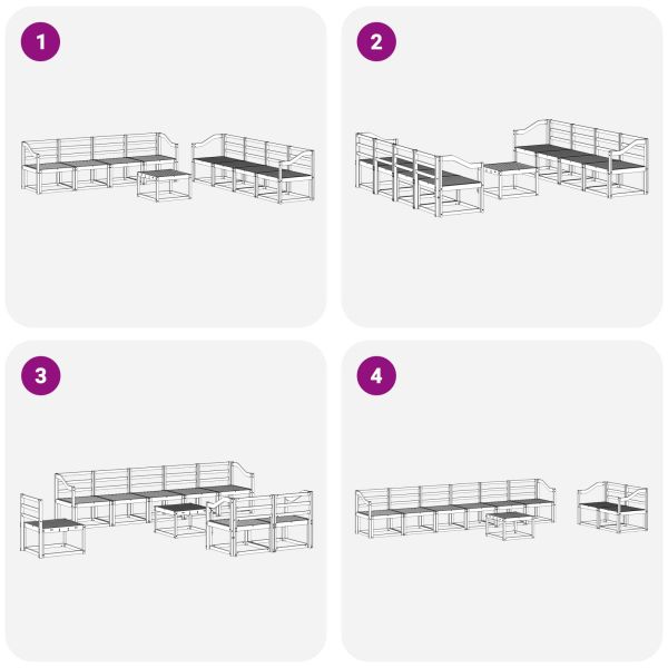 Комплект дивани за открито 9 pcs Бяло 59 x 59 x 37 см
