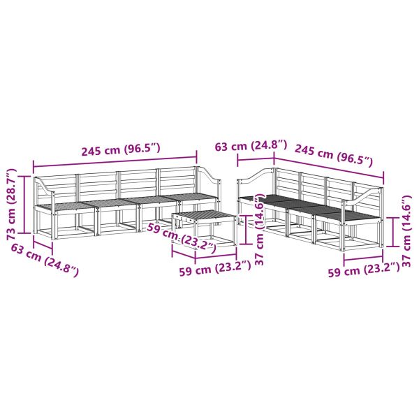 Комплект дивани за открито 9 pcs Бяло 59 x 59 x 37 см