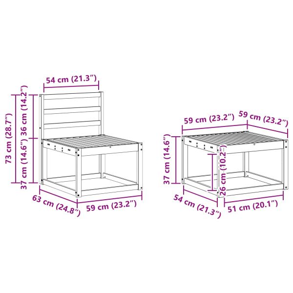 Комплект дивани за открито 9 pcs Бяло 59 x 59 x 37 см