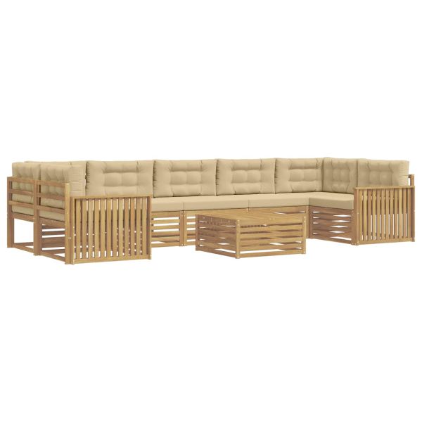 Комплект дивани за открито 8 pcs Бяло и Бежово