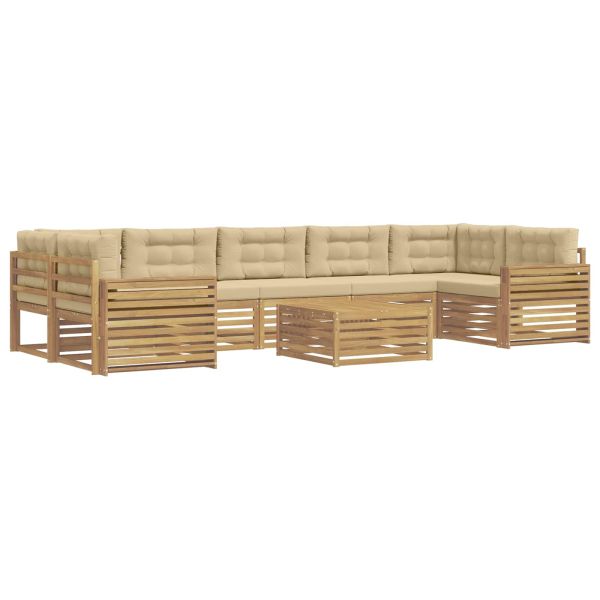 Комплект дивани за открито 8 pcs Бяло и Бежово