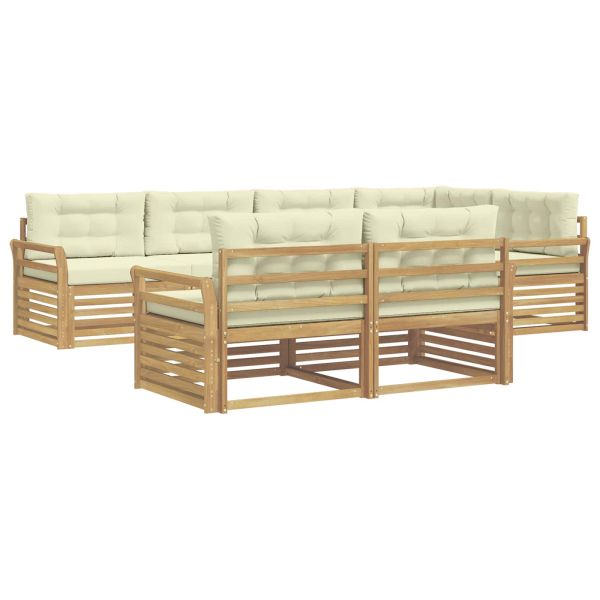 Комплект дивани за открито 7 pcs Бяло и кремаво