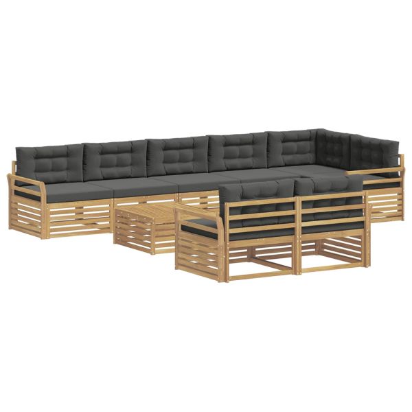 Комплект дивани за открито 9 pcs Бяло и антрацит