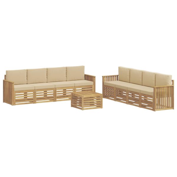 Комплекти дивани 9 pcs Бяло и Бежово 59 x 59 x 37 см Полиестер