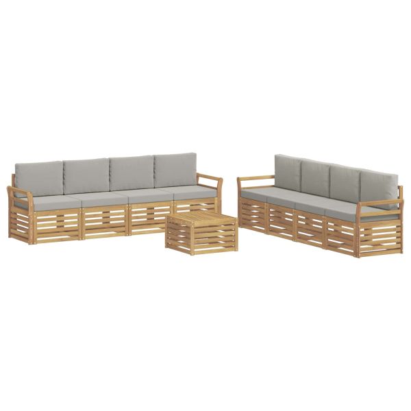 Комплекти дивани 9 pcs Бяло и светлосиво 59 x 59 x 37 см