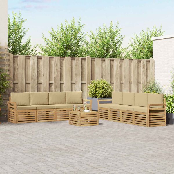Комплекти дивани 9 pcs Бяло и Бежово 59 x 59 x 37 см Полиестер