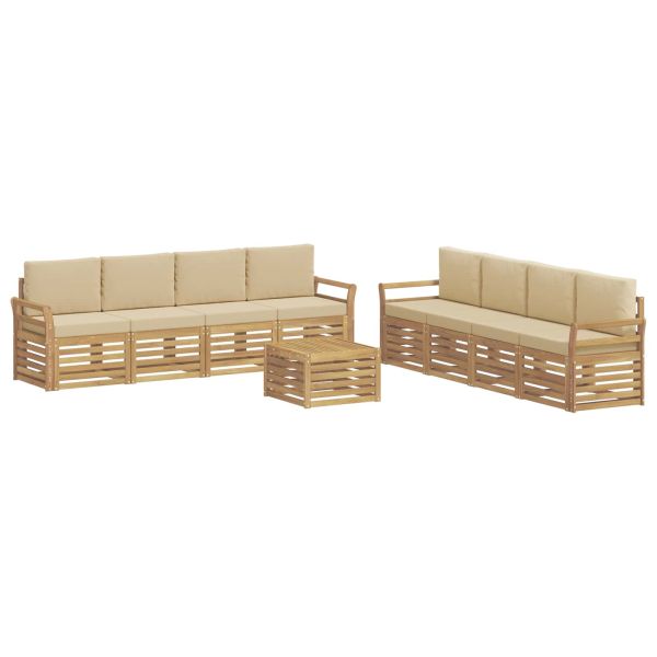 Комплекти дивани 9 pcs Бяло и Бежово 59 x 59 x 37 см Полиестер