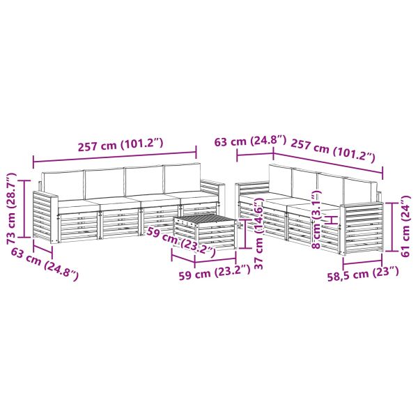 Комплекти дивани 9 pcs Бяло и антрацит 59 x 59 x 37 см