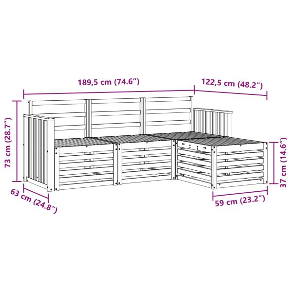Комплект дивани за открито 4 pcs Бяло 189,5 x 122,5 x 73 см