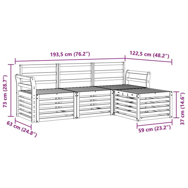 Комплект дивани за открито 4 pcs Бяло 193,5 x 122,5 x 73 см