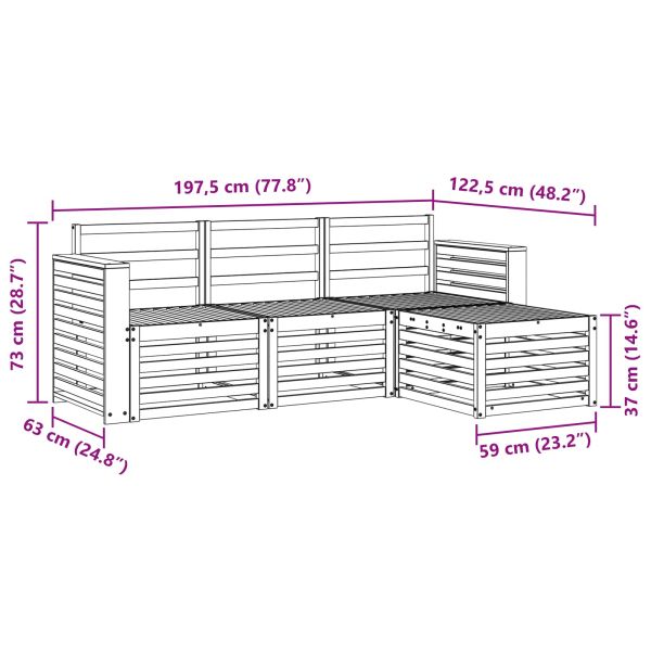 Комплект дивани за открито 4 pcs Бяло 197,5 x 122,5 x 73 см