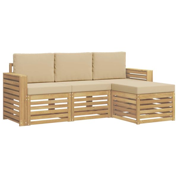 Комплект дивани за открито 4 pcs Бяло и Бежово