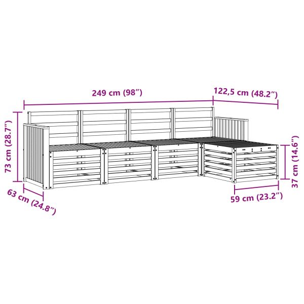Комплект дивани за открито 5 pcs Бяло 249 x 122,5 x 73 см