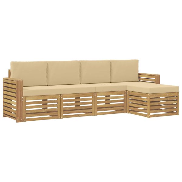 Комплект дивани за открито 5 pcs Бяло и Бежово