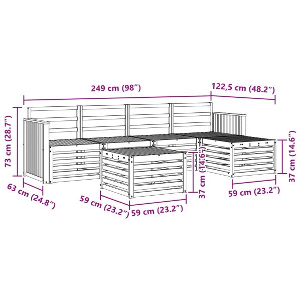 Комплект дивани за открито 6 pcs Бяло 59 x 59 x 37 см