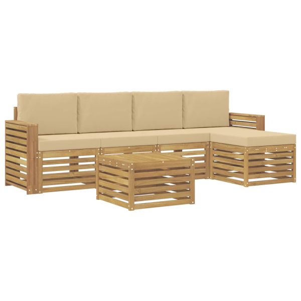 Комплект дивани за открито 6 pcs Бяло и Бежово 59 x 59 x 37 см