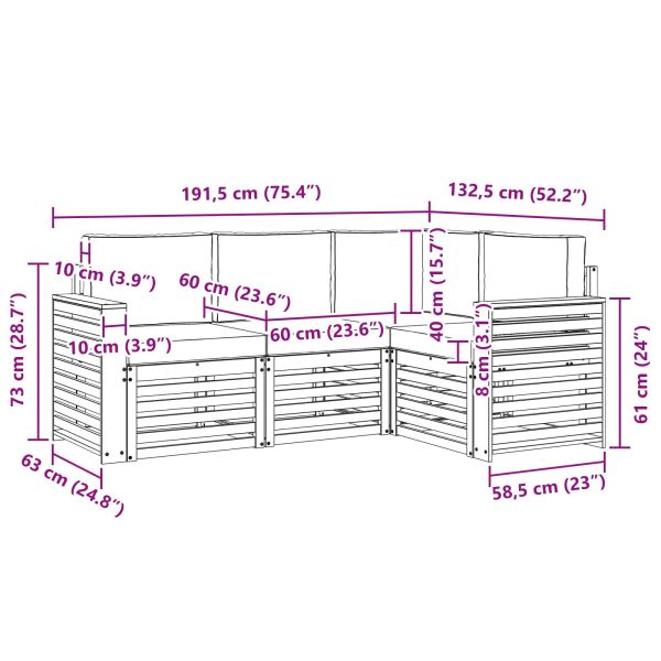 Комплекти дивани 4 pcs Бяло и антрацит 191 x 132,5 x 73 см