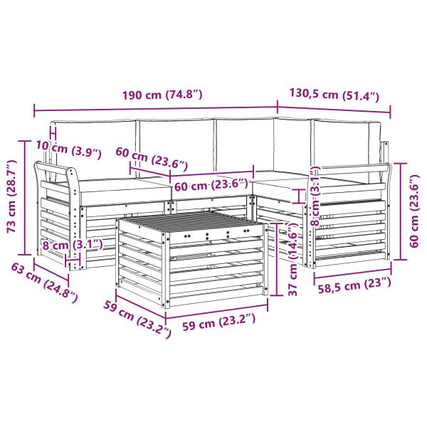 Комплект дивани за открито 5 pcs Бяло и антрацит