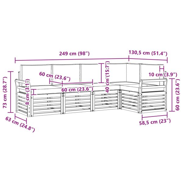 Комплект дивани за открито 5 pcs Бяло и антрацит
