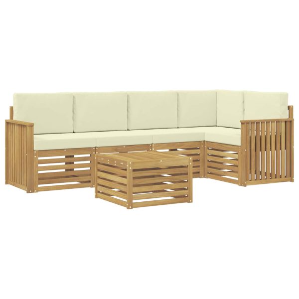 Комплект дивани за открито 6 pcs Бяло и кремаво 59 x 59 x 37 см