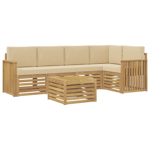 Комплект дивани за открито 6 pcs Бяло и Бежово 59 x 59 x 37 см