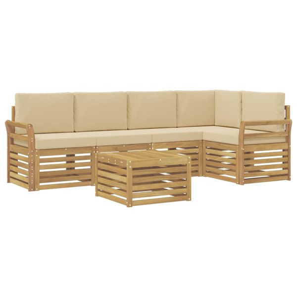 Комплект дивани за открито 6 pcs Бяло и Бежово 59 x 59 x 37 см