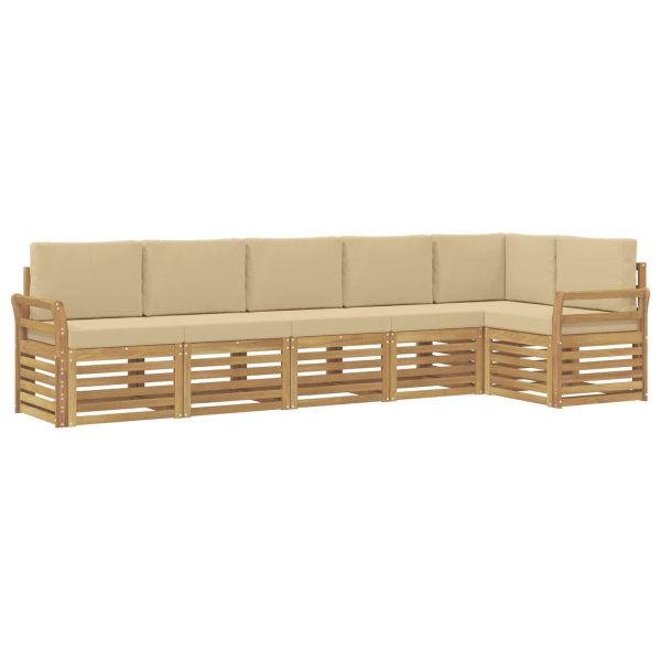 Комплект дивани за открито 6 pcs Бяло и Бежово