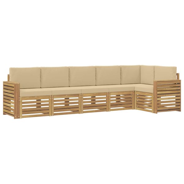 Комплект дивани за открито 6 pcs Бяло и Бежово