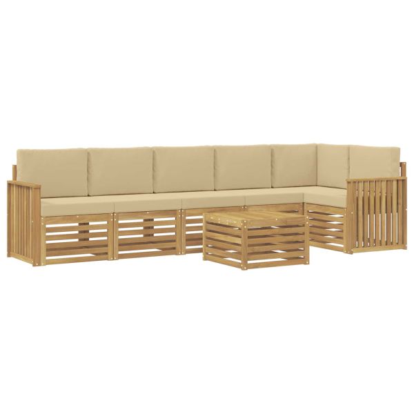 Комплект дивани за открито 7 pcs Бяло и Бежово 59 x 59 x 37 см