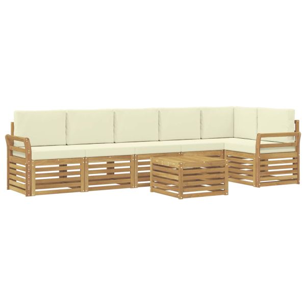 Комплект дивани за открито 7 pcs Бяло и кремаво 59 x 59 x 37 см