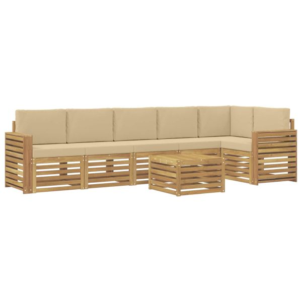 Комплект дивани за открито 7 pcs Бяло и Бежово 59 x 59 x 37 см