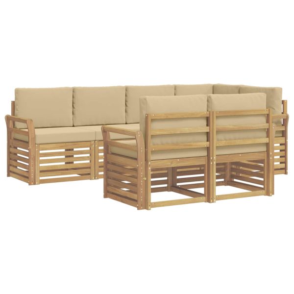Комплект дивани за открито 7 pcs Бяло и Бежово
