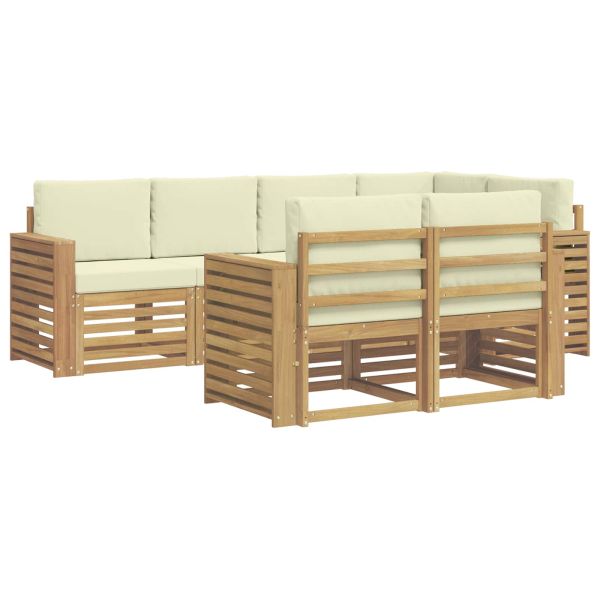 Комплект дивани за открито 7 pcs Бяло и кремаво