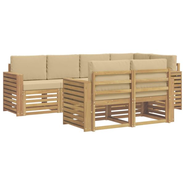 Комплект дивани за открито 7 pcs Бяло и Бежово