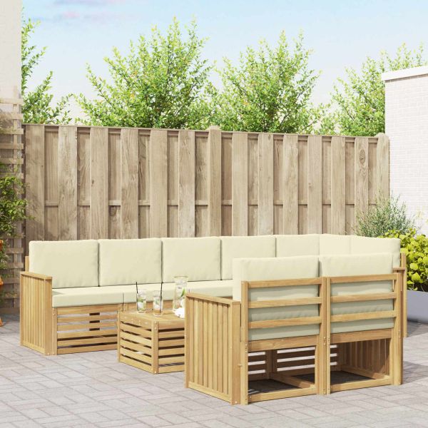 Комплект дивани за открито 9 pcs Бяло и кремаво 59 x 59 x 37 см