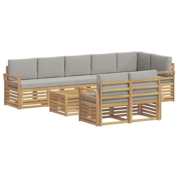 Комплект дивани за открито 9 pcs Бяло и светлосиво