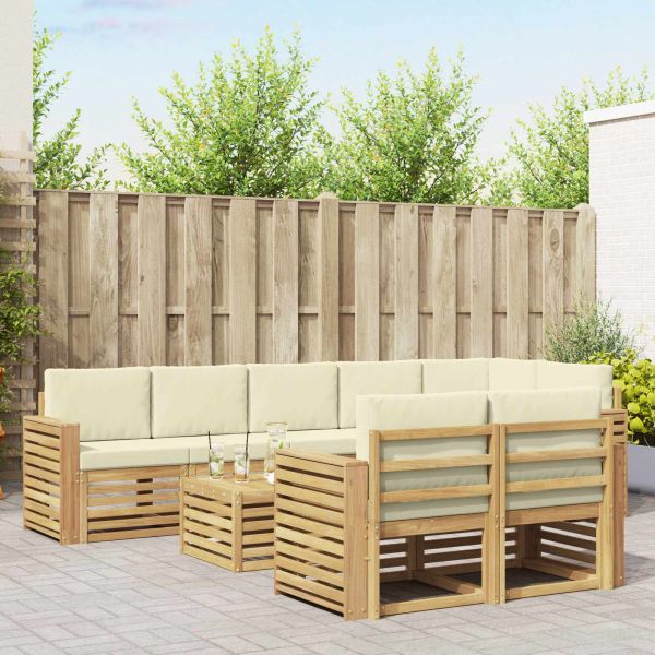 Комплект дивани за открито 9 pcs Бяло и кремаво 59 x 59 x 37 см