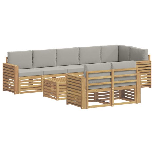 Комплект дивани за открито 9 pcs Бяло и светлосиво