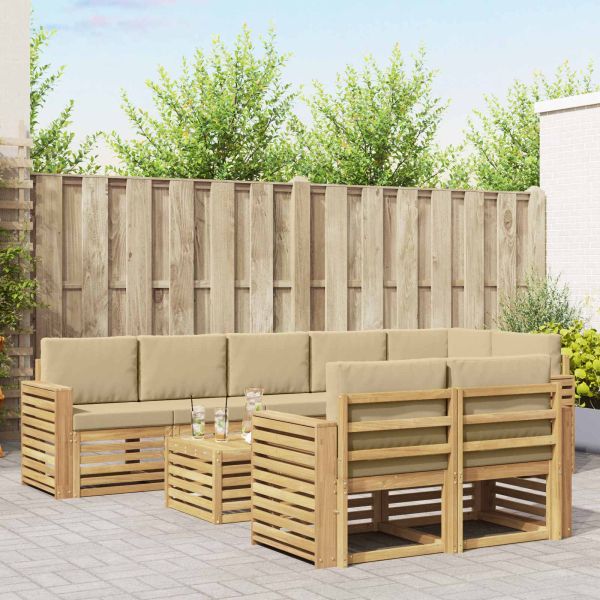 Комплект дивани за открито 9 pcs Бяло и Бежово 59 x 59 x 37 см