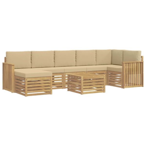 Комплект дивани за открито 8 pcs Бяло и Бежово 59 x 59 x 37 см
