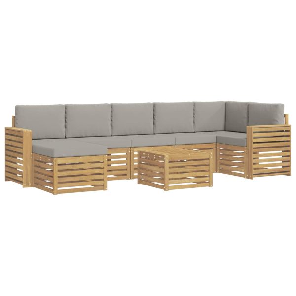 Комплект дивани за открито 8 pcs Бяло и светлосиво