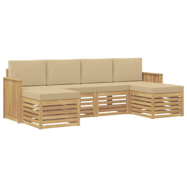 Комплект дивани за открито 6 pcs Бяло и Бежово